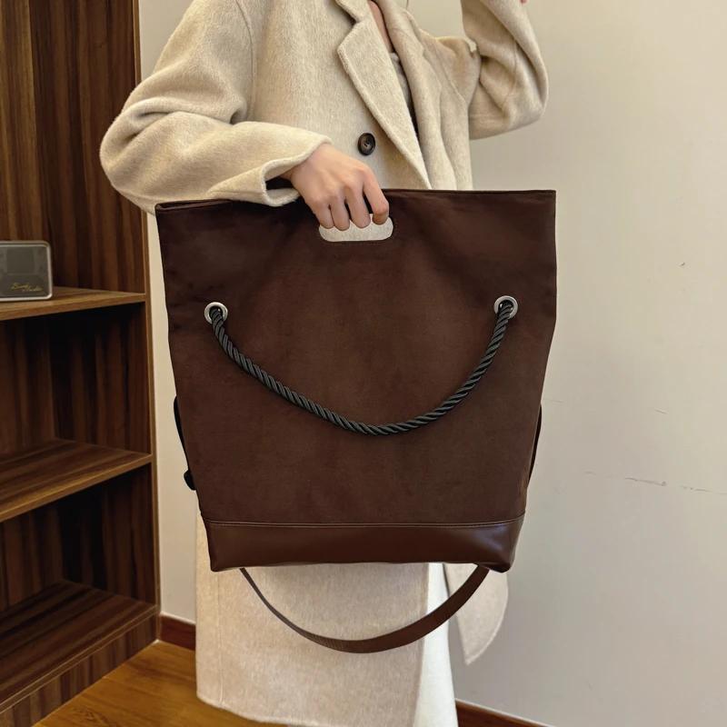 New designer style faux suede shoulder and crossbody bags with large capacity personality bags