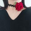 Dark tie Gothic Black Bramble Red rose choker Neck Strap Choker Necklaces Lace Neck accessories Necklace Women's accessories