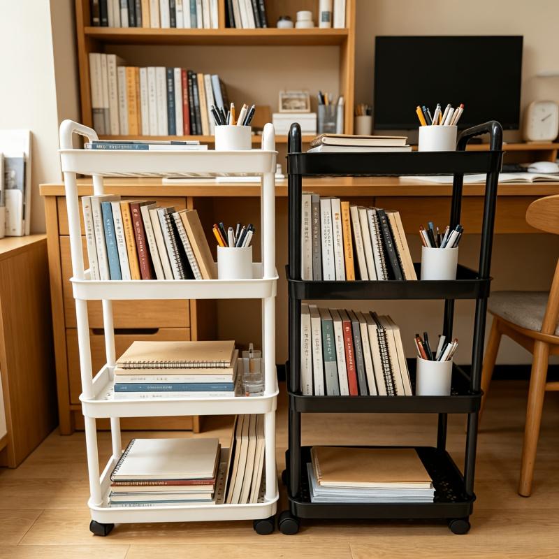 1 PCS multi-purpose Four Story Movable Storage Rack Kitchen Bathroom Rack Living Room Bedroom Floor Multi-layer Storage Cart