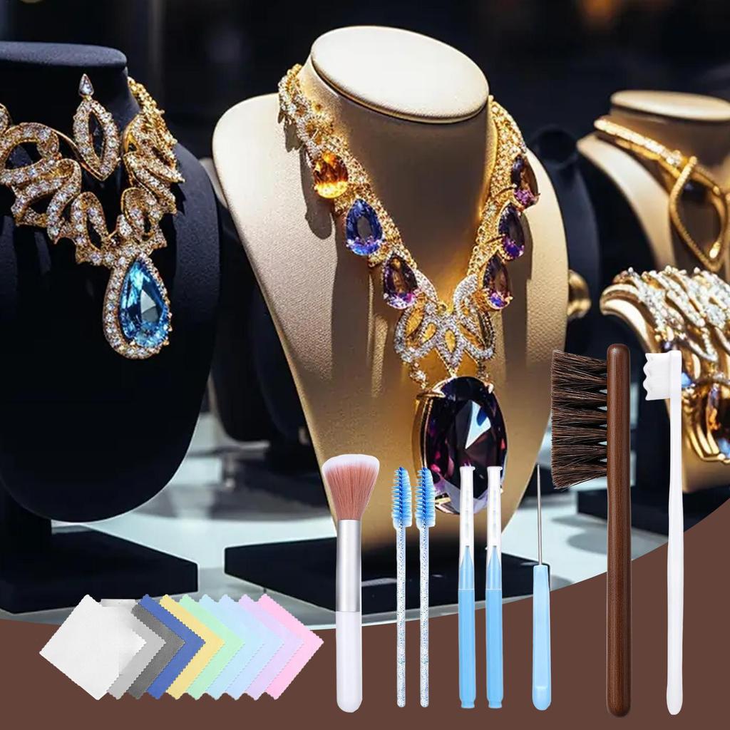 Jewelry Cleaner Kit Multifunctional Earring Cleaner Brush Portable Jewelry Washing Tool For Gold Sterling Silver Ring Earrings