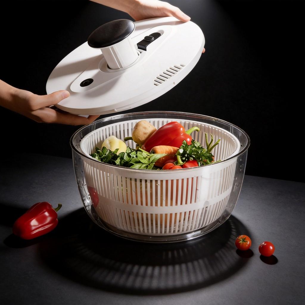Multi Function Salad Spinner Basket With Manual Rotation For Fresh Fruit And Vegetable Washing