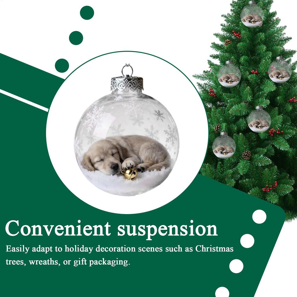 Christmas Ball Ornaments Shatterproof Transparent Decor Hangable Dog Balls For Shopping Mall Bedroom Window Store Home Holiday