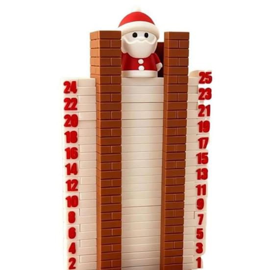 Santa Advent Calendar Fun Santa Claus Down The Fireplace with Sliding Design Wooden 3D Christmas Countdown Decoration Holiday Home Decor for