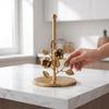 Modern Iron Vertical Tissue Holder Ginkgo Leaf Rose Shaped Roll Paper Rack Free Standing Decorative Tissue Stand for Kitchen