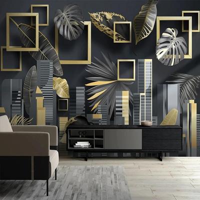 Mural Wallpaper Modern Abstract Tropical Plants 3D Stereo Geometric Fresco Living Room TV Background Wall Painting