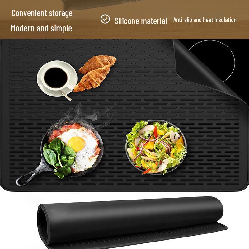 

Multifunctional Non-slip Silicone Heat Mat: Protective Induction Cooker & Draining Mat with Convenient Storage Small Mat 50x31x0.2cm чёрный
