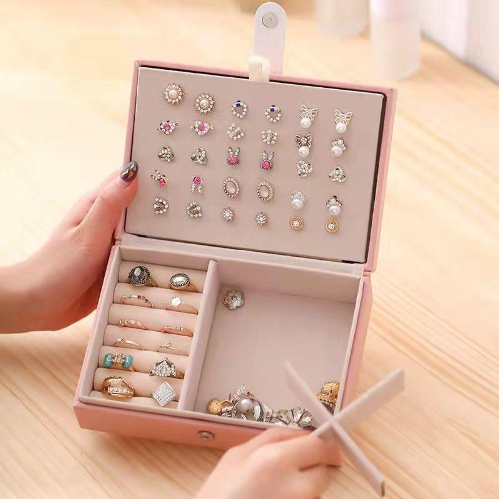 Large Capacity Jewelry Boxes Portable Jewelry Display Case Necklace Ring Earrings Organizer  Women