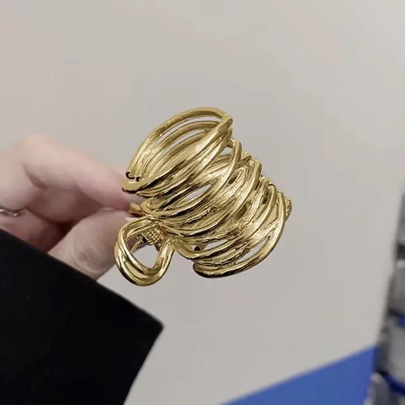 New Fashion Gold Color Hollow Geometric Metal Cross Hairclip Headband Hairpin Hair Claw Crab for Women Headwear Accessories