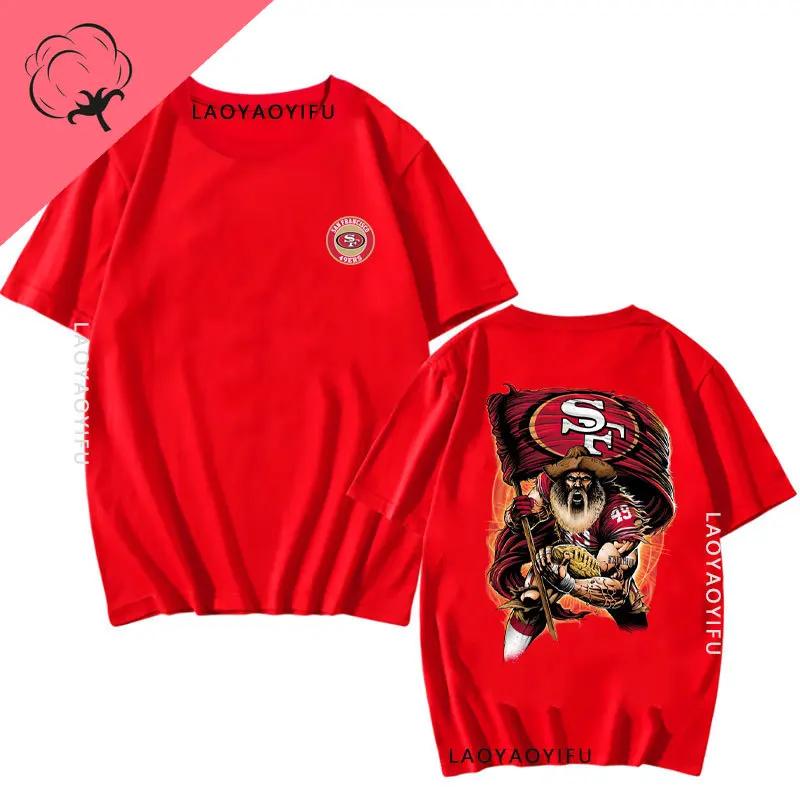 San Franciscos Tee Tops San Franciscos 49ers Logo Streetwear Cotton Unisex Man T-shirt