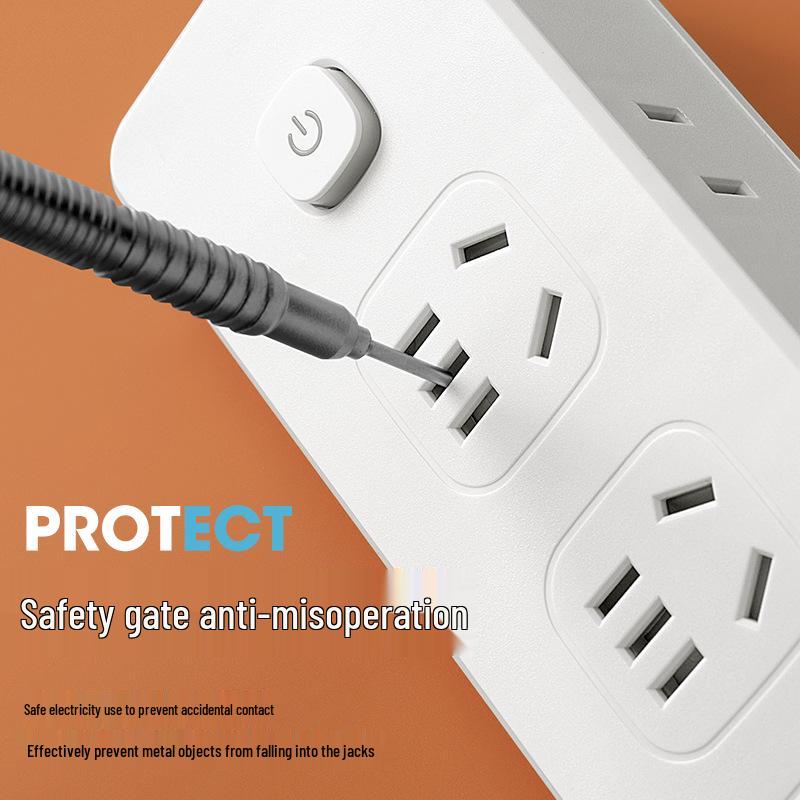 USB Skjøteledning med Forlengelsesledning og Multi-kontakt Skrivebordslist for Smart Livsstil