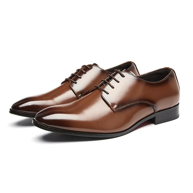 Leather Shoes Men's Genuine Leather Business Formal Wear New Simple Summer Pointed British Style Derby Wedding Groom's Shoes