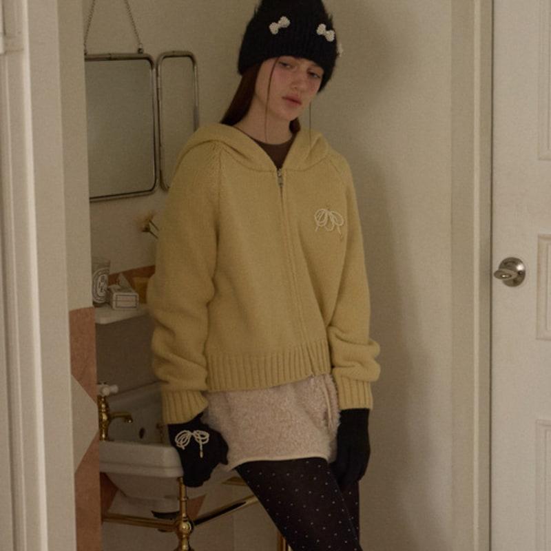 Leterie ANGORA RIBBON GLOVES_BLACK