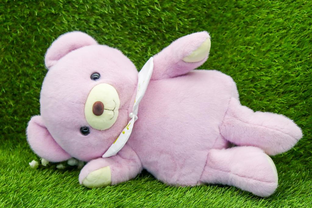 Takeoff Bear Cub Drop Retro Pastel Colored Bear Cute Flower Embroidery On the Collar Stuffed Toy L Purple Music [with Box]