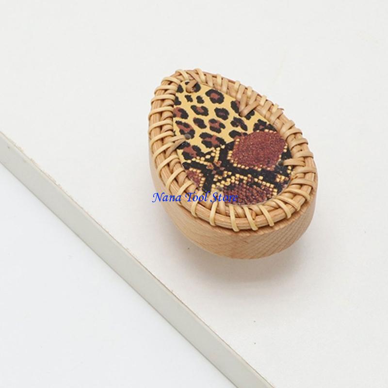 31GJ Drawer Pulls Rattan Wooden Dressers Knob Cupboard Handle Furniture Handle