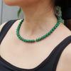 Malachite Beaded Choker Necklace with Gold Accents – Natural Stone Protection Jewelry for Women, Dainty Boho Gift