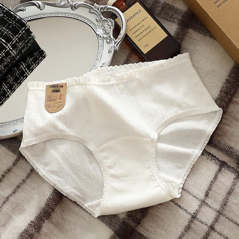 Class A Girls' Extra Long Cotton Crotch Briefs: Breathable, White Mid-Rise Triangle Panties