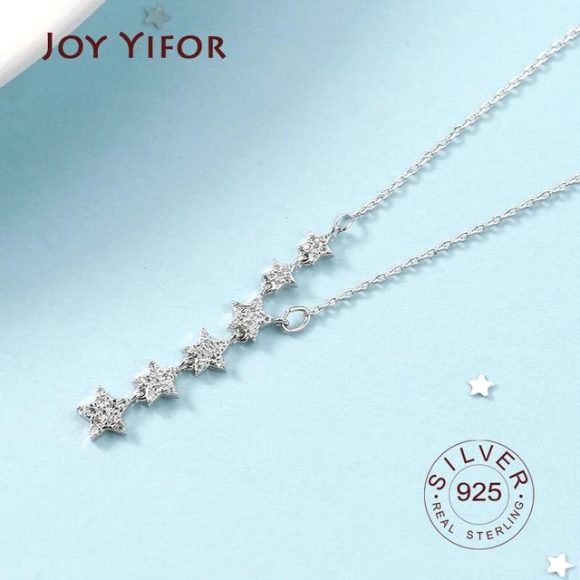 

Silver color necklace ladies elegant chain necklace fashion stars tassel sterling silver jewelry round r necklace