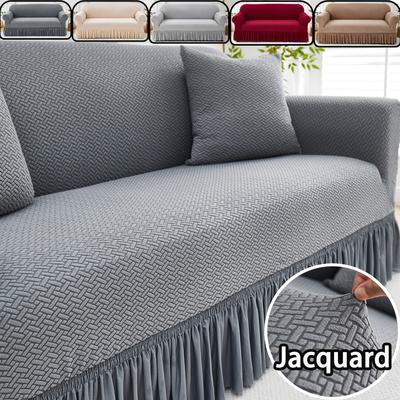 1pc Skirt Stretch Sofa Cover Elastic Fit Soft Texture Jacquard Sofa Slipcover for Living Room Sofa Protector Couch Cushion Cover