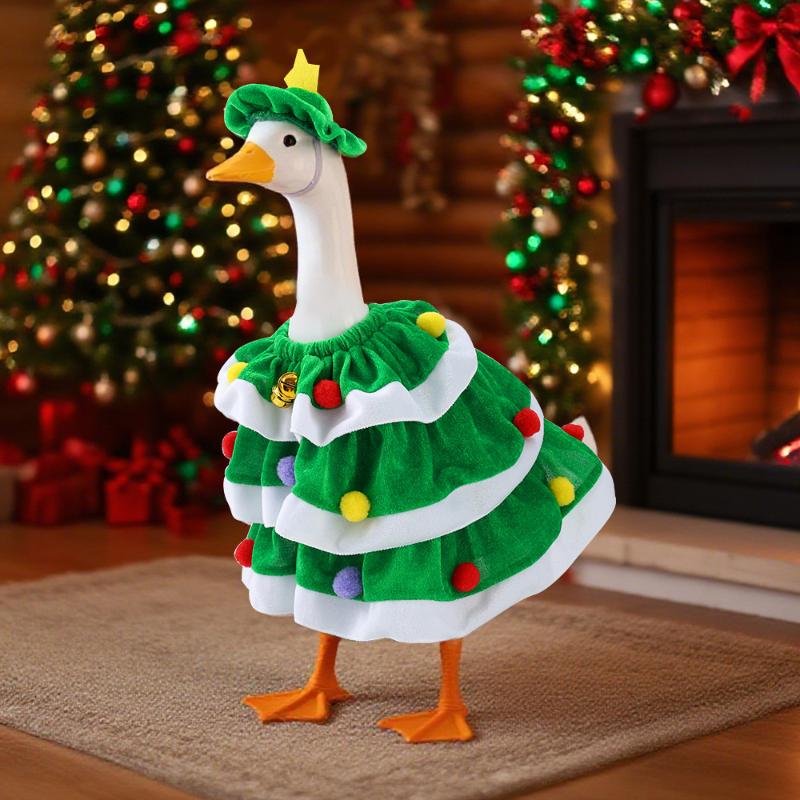 Christmas Goose Outfit Festive Christmas Porch Goose Clothes With Hat Cloak Design Goose Outfit For Festival Decor