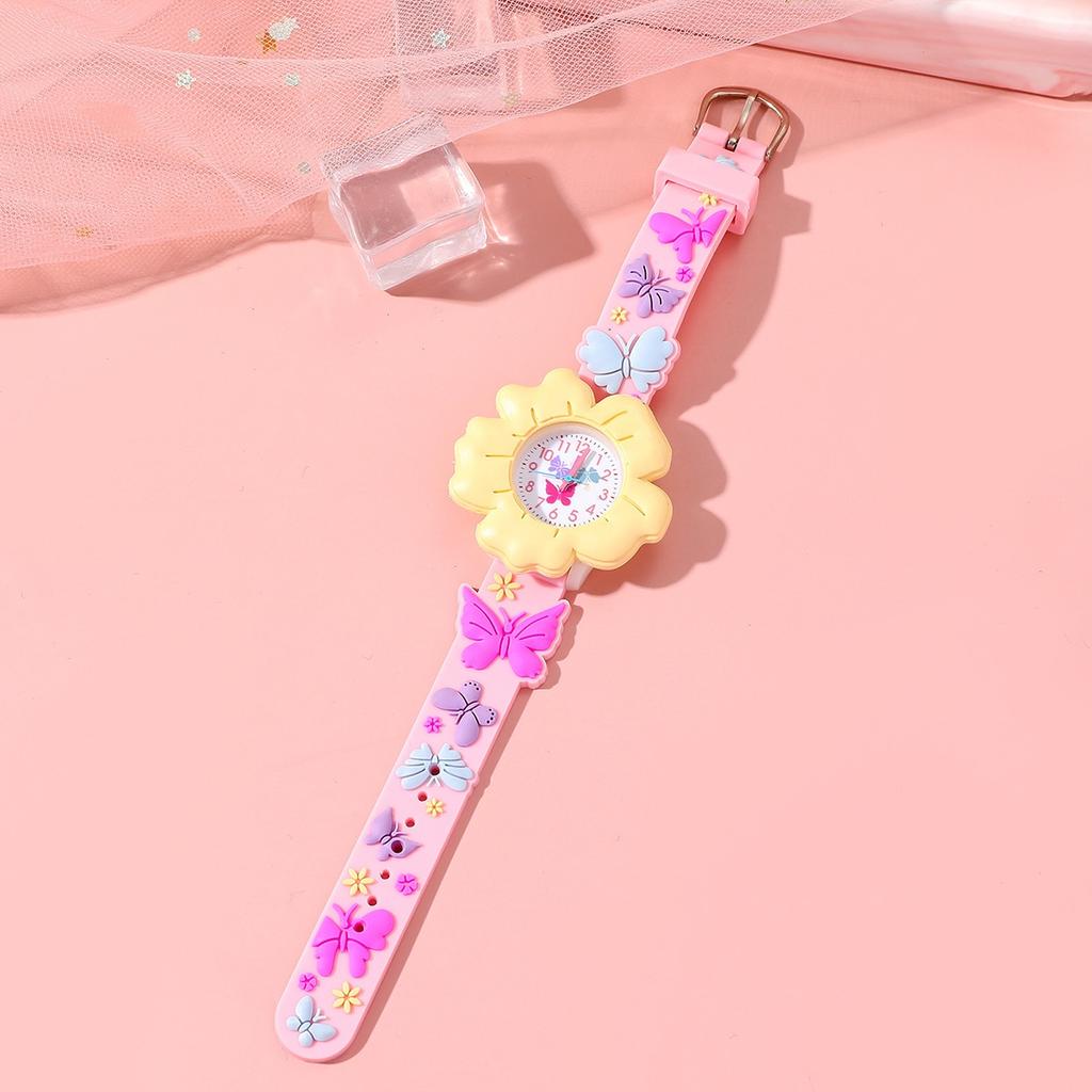 Orologio da Polso Cartoon con Fiore e Farfalla per Bambini, Modello 3D