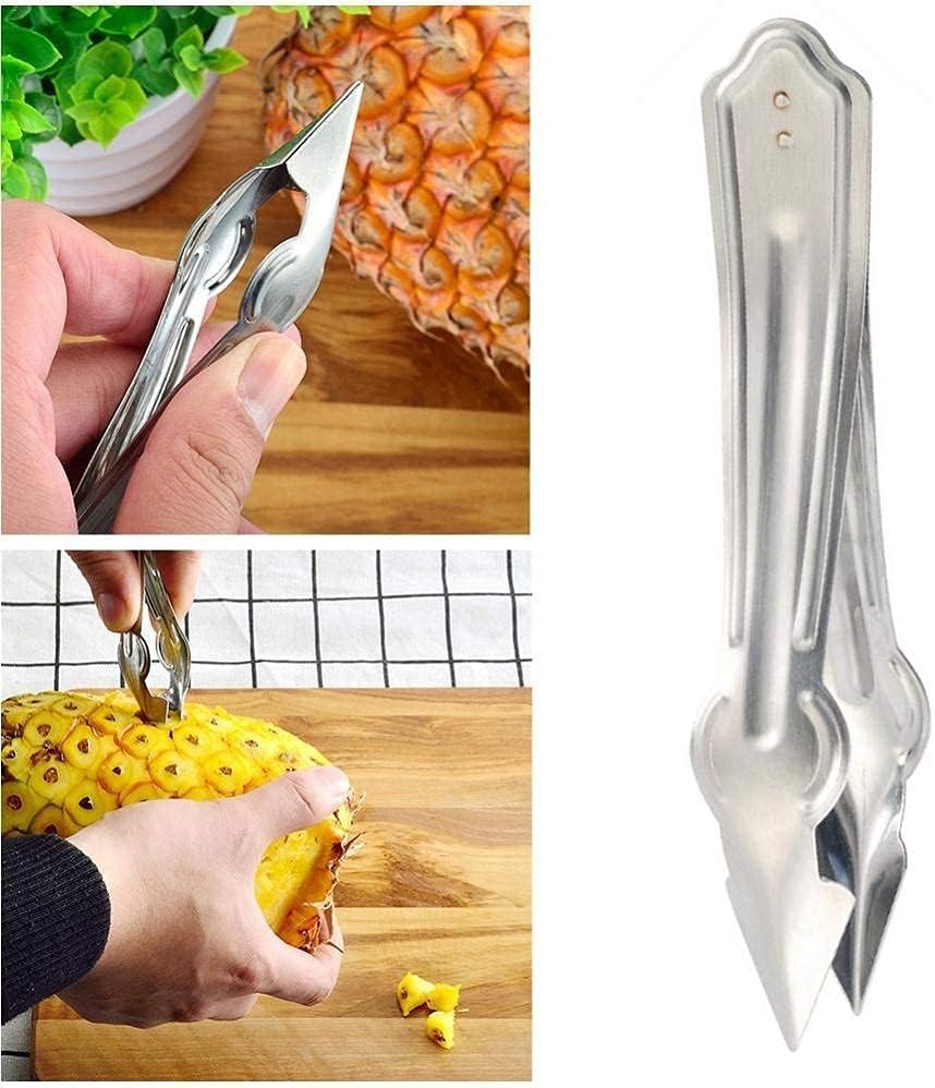TreegoArt Multipurpose Stainless Steel Pineapple Peeler Remover Fruit Slicer Eye Cutter Practical Seed Remover Kitchen Tools - 6 Inches Length