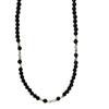 Collana Clavicolare da Donna in Acciaio Titanio con Perline di Agata Nera Retro Gioielli