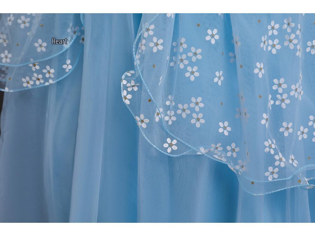 European & American Girls' Lace Flower Princess Dress with Bow & Small Train