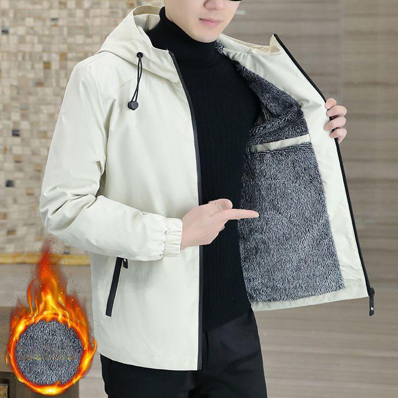 Spring Autumn Men Hooded Jacket Male Outwear Thermal Thick Warm Windbreaker Jacket Men Fashion Casual Coat