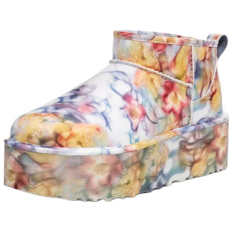UGG Classic Ultra Mini Platform Boot Collina Strada Light Blue Floral Unisex Sneakers 1170171-LLF