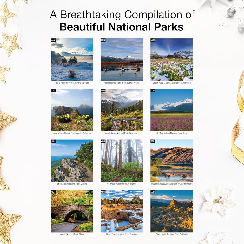 RED EMBER Signature - National Parks 2026 Wall Calendar 12 Month | 12" x 24" Open | Thick & Sturdy Paper | Holiday Gift | Nature Calendar 2026