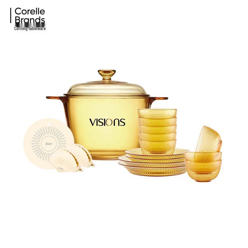 Corning JINGCAI Life 16-Piece Transparent Glass Cookware Set