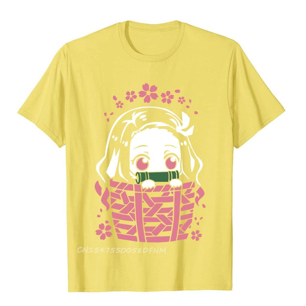 Cute Art Nezuko Demon Slayer Premium Cotton Tops Tees For Men Vintage Top T-Shirts Tight Faddish