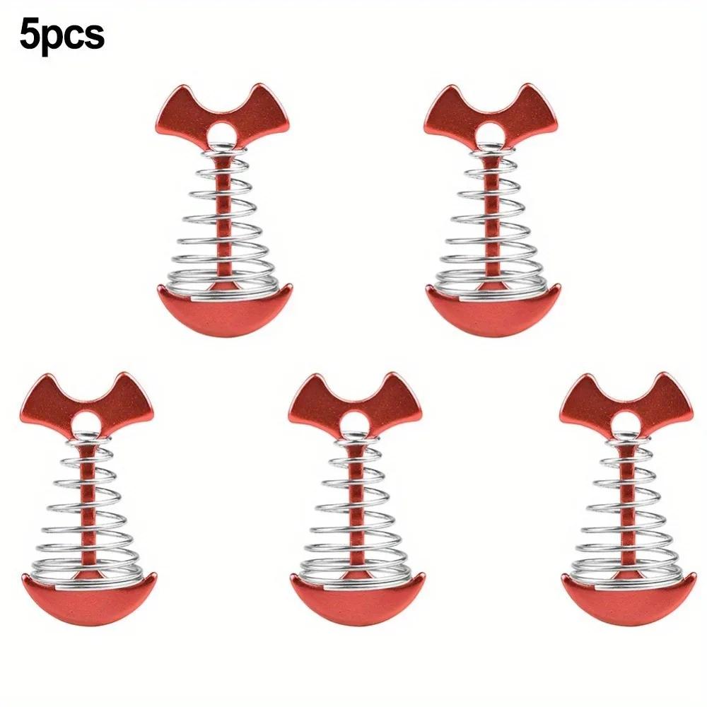 5pcs/pack Deck Anchor Pegs Camping Fishbone Anchor Tent Peg Deck Floor Stainless Steel Spring Nail Hiking Outdoor Tools