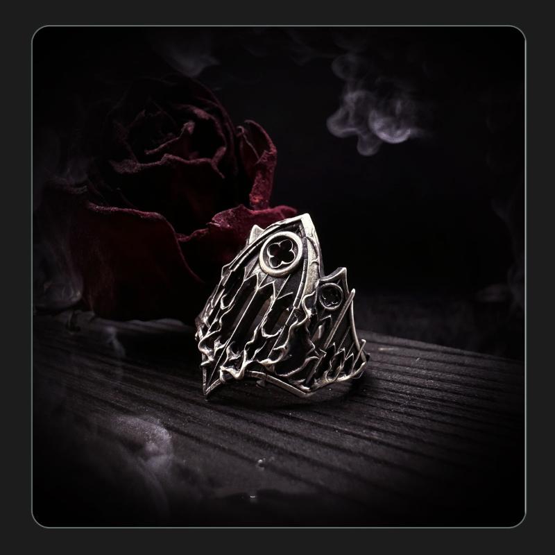 Unique Cross Burning Cathedral Gothic Relief Window Hollow Carved Adjustable Alloy Open Ring For Daily Wear Jewelry Gift