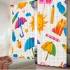 2D Flat Printing 2Pcs Window Curta Cheerful Doodles Galore Digital Printed Polyester Drapes Seasonal Party & Holiday Decor