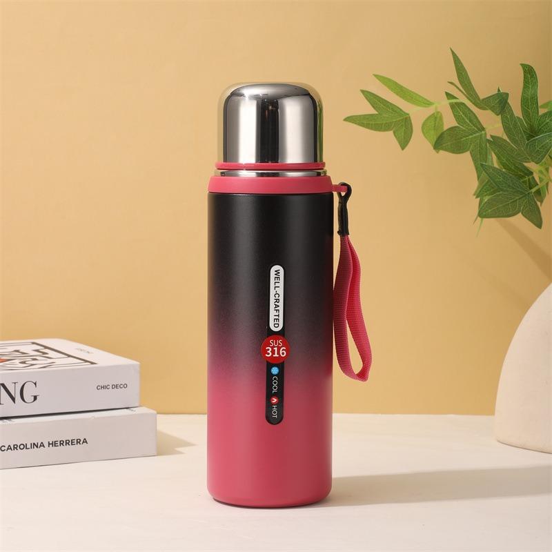 316 Stainless Steel Thermos Bottle Large Capacity Vacuum Flask Insulated Tumbler with Rope for Tea Drinks Cold and Hot Water