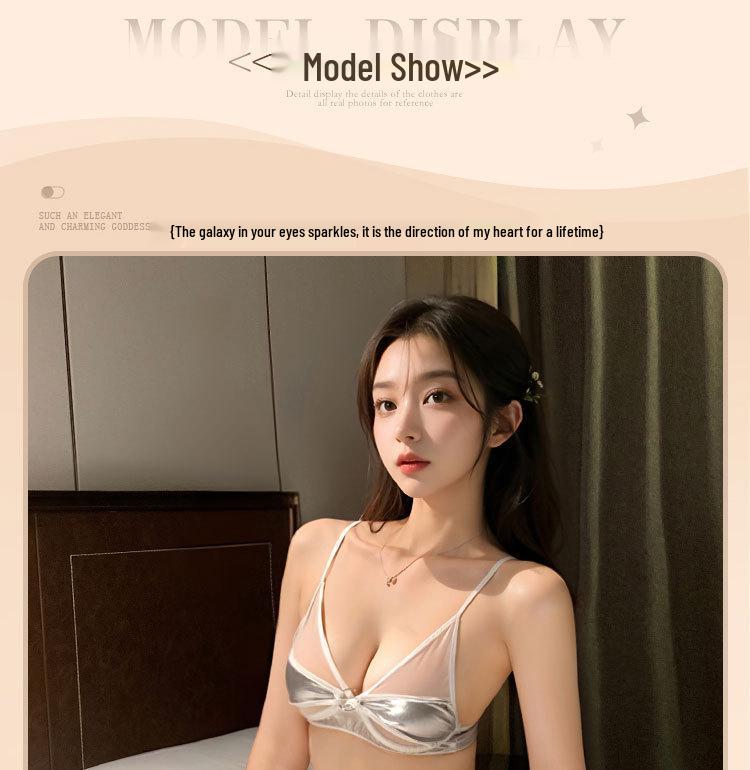 Illusion Nightclub Sequin Tassel Mini Skirt & Split Halter Lingerie 3-Piece Set