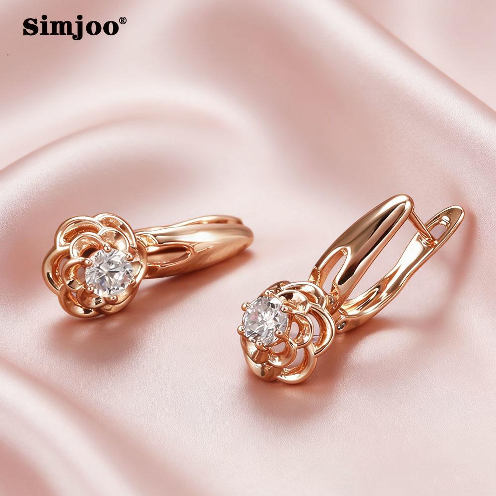 SIMJOO Rose Gold Color Fashionable Geometric Shape Noble Women's Stone Earrings Pendants