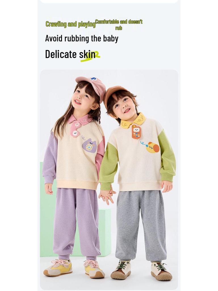 Dududu Kids Spring Polo Set: Baby Hoodie & Pants 2-Piece for Boys