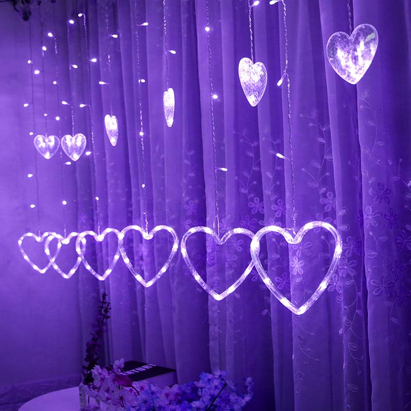 LED herzförmige hängende Vorhang Lichter String Net Weihnachten Home Party Home Decor
