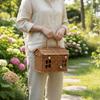 With Handle Rattan Picnic Basket Vintage Style Woven Storage Basket  Wedding Ceremony