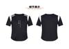 Round neck T-shirt for women, elegant summer short sleeved shirt, contrasting color top