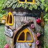 House Statue Solar Powered Led Light Resin Houses Sculptures House Figurine House Craft Miniature for Outdoor Patio Farmhouse