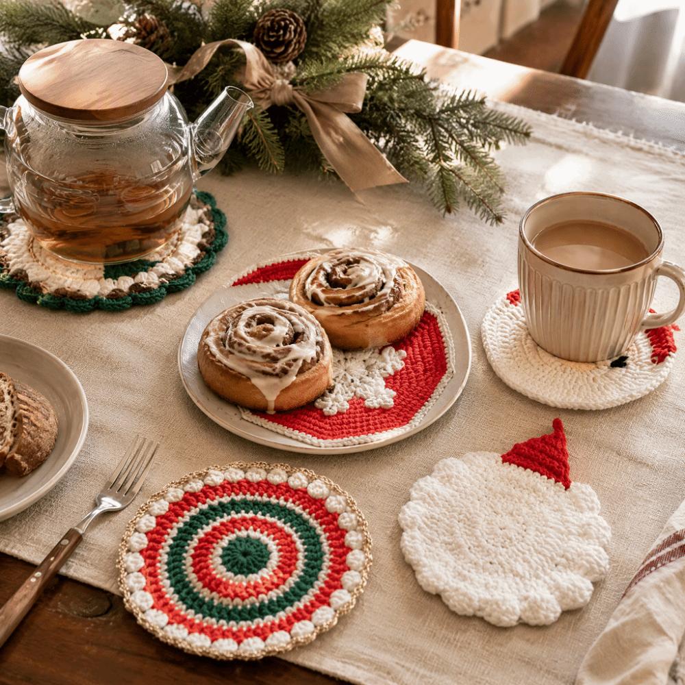 Non Slip Non Slip Mat Knitted Table Mat Crochet Drink Coaster Christmas