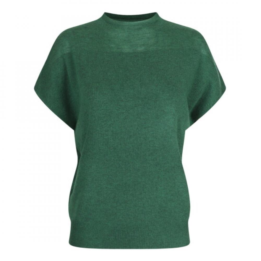 Shop Women Semi High Neck Simple Raglan Cap Sleeve KniT T shirT Bom Wkn260017