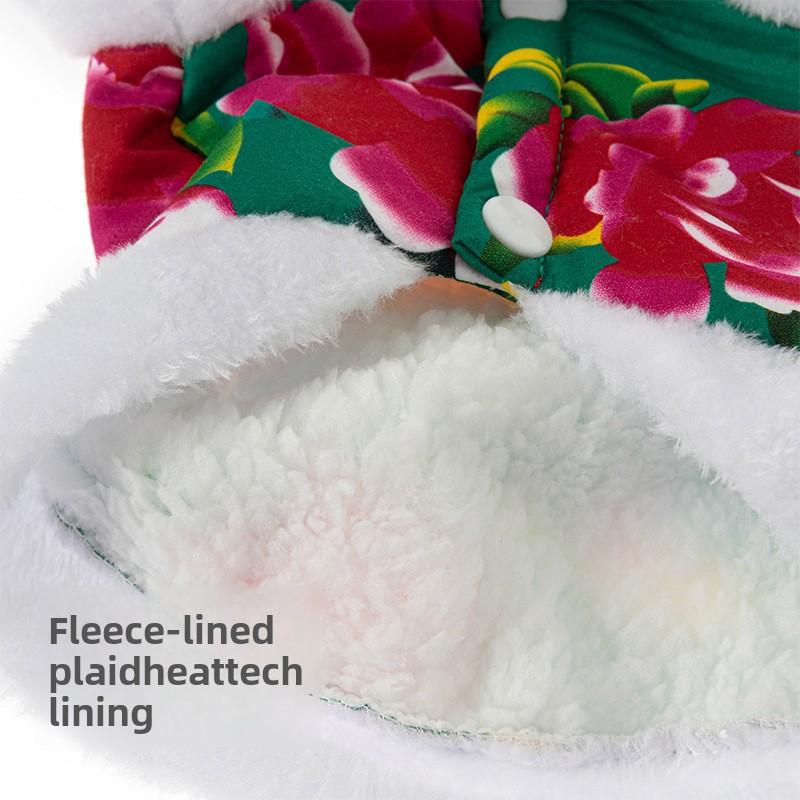 Pet Clothes Puppy Dog Cat Pet Winter Clothes Northeast Big Flower Dog Clothes