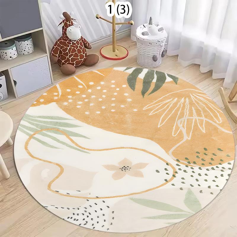 Abstract Illustration Circular Carpet Natural Plant Printing Living Room Bedroom Decoration Carpet Entrance Doormat of The Foyer
