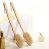 Spazzola per doccia con setole naturali e manico lungo in legno staccabile, esfoliante per pelle secca, per massaggio corpo e bagno