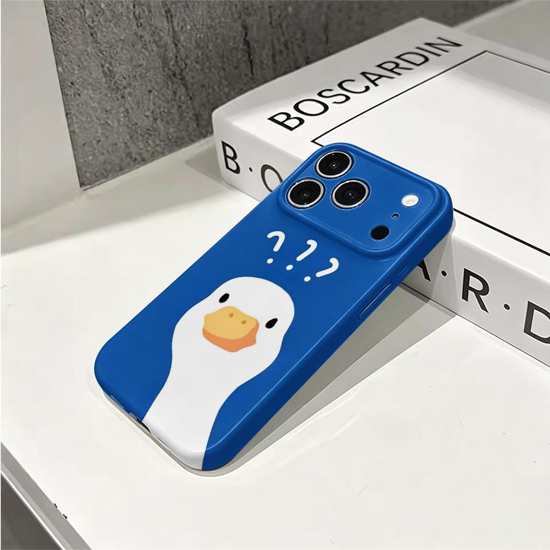 Funny Confused Clueless Duck Question Graphic Art Print Film Aesthetic Protective Shockproof Bumper Phone Case Cover For iPhone 14 15 16 Pro Max Plus