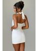 2024 Summer Women's Elegant Strapless Halter V-neck Dress - Waist-cinching, Hip-wrapping Style